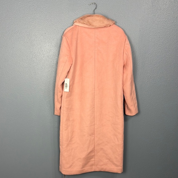 NWT Reformation Lester Coat pink faux fur collar Elegant Double-Breasted Coat M - Picture 11 of 14